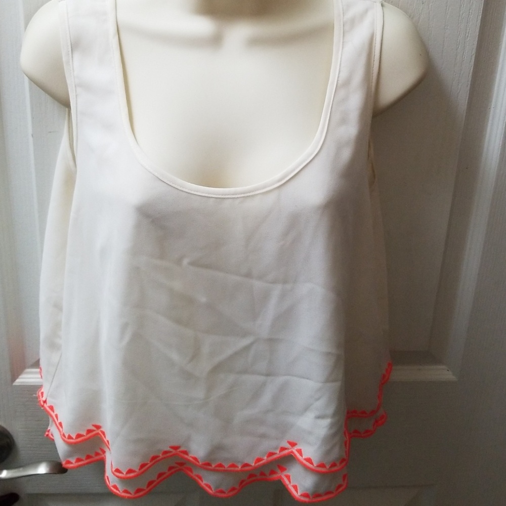 Charlotte Russe tank two layered cream with coral